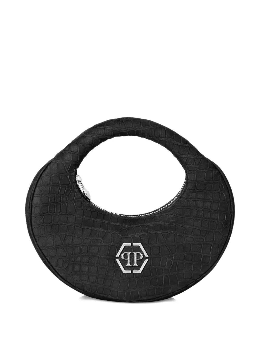 Philipp Plein croco-embossed arc-handle tote bag | Black | Image 1
