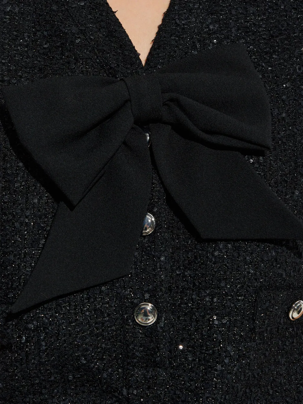 Alessandra Rich bow-embellished tweed dress Zwart