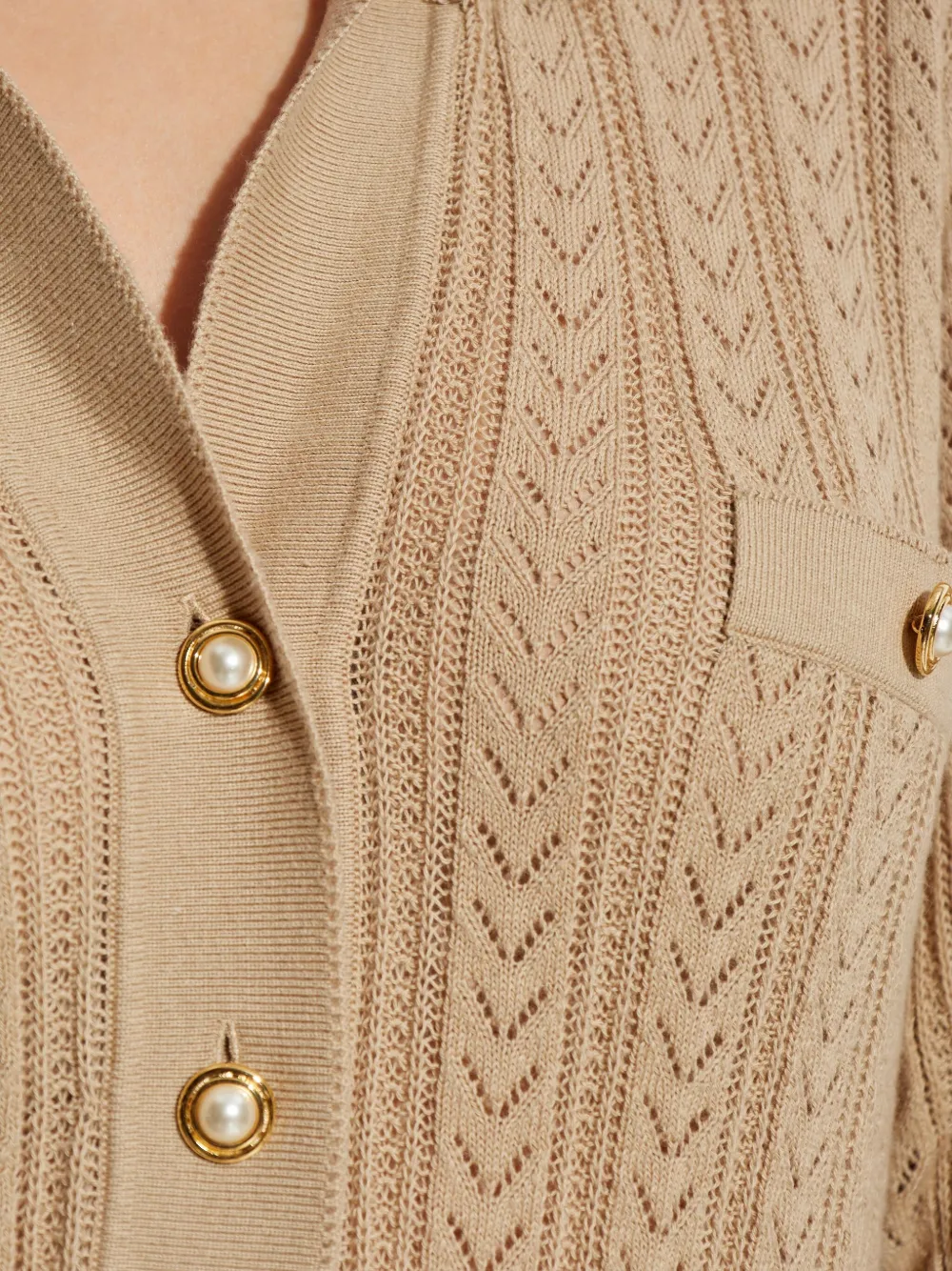 Alessandra Rich cable-knit button cardigan Beige