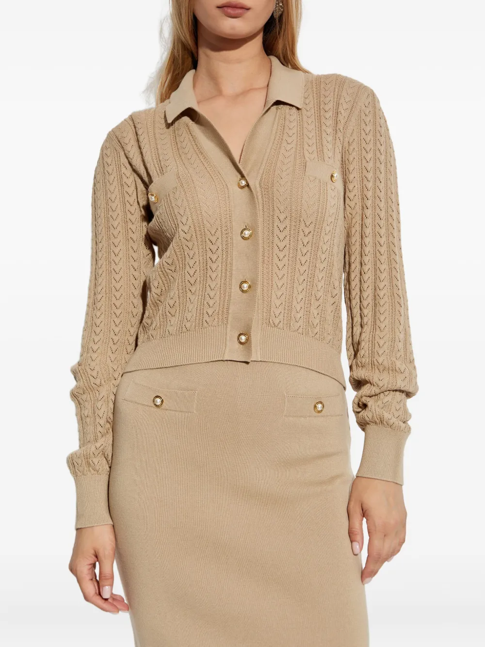 Alessandra Rich cable-knit button cardigan Beige