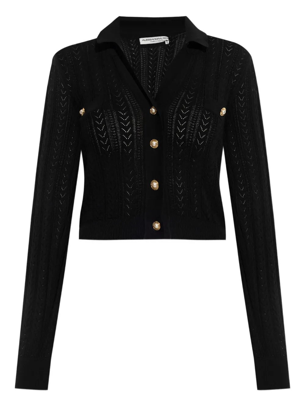 Alessandra Rich button-embellished knitted cardigan Zwart