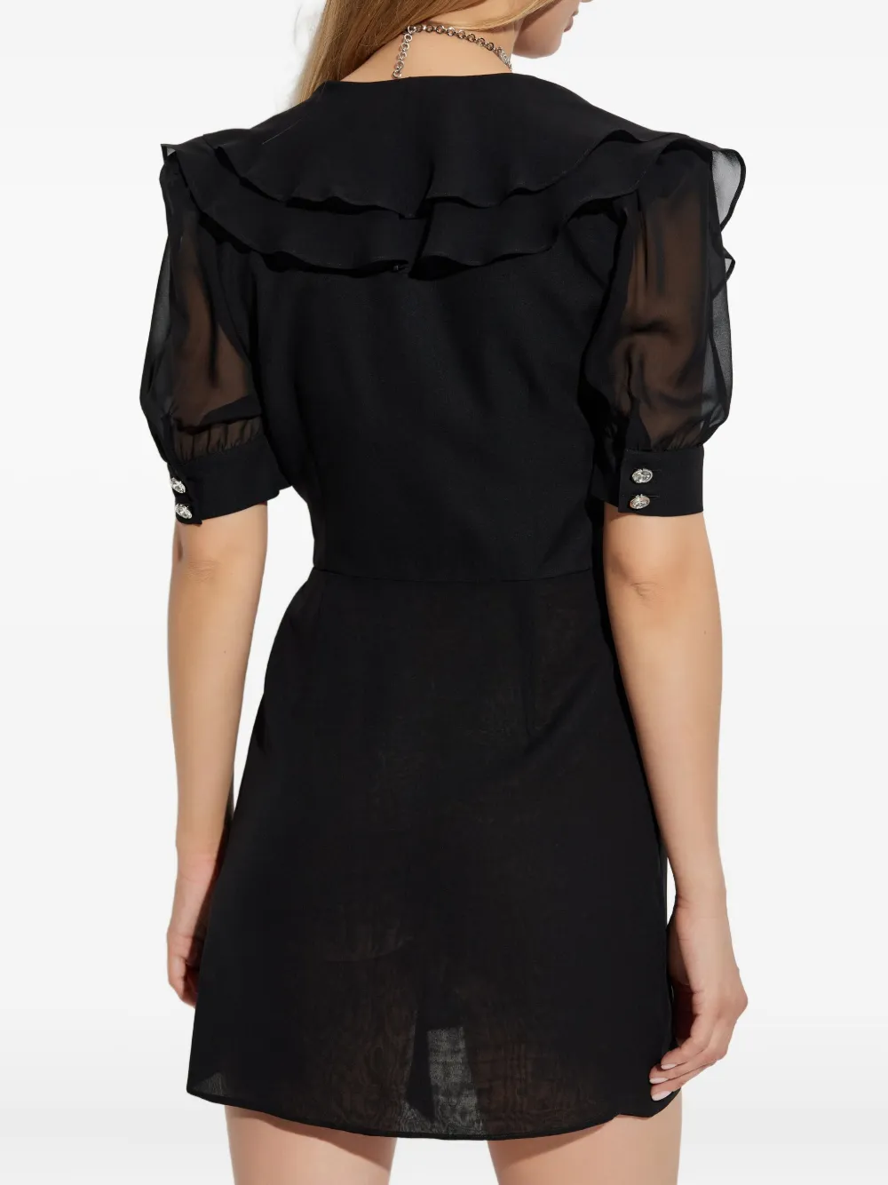 Alessandra Rich frill-detail wrap dress Zwart