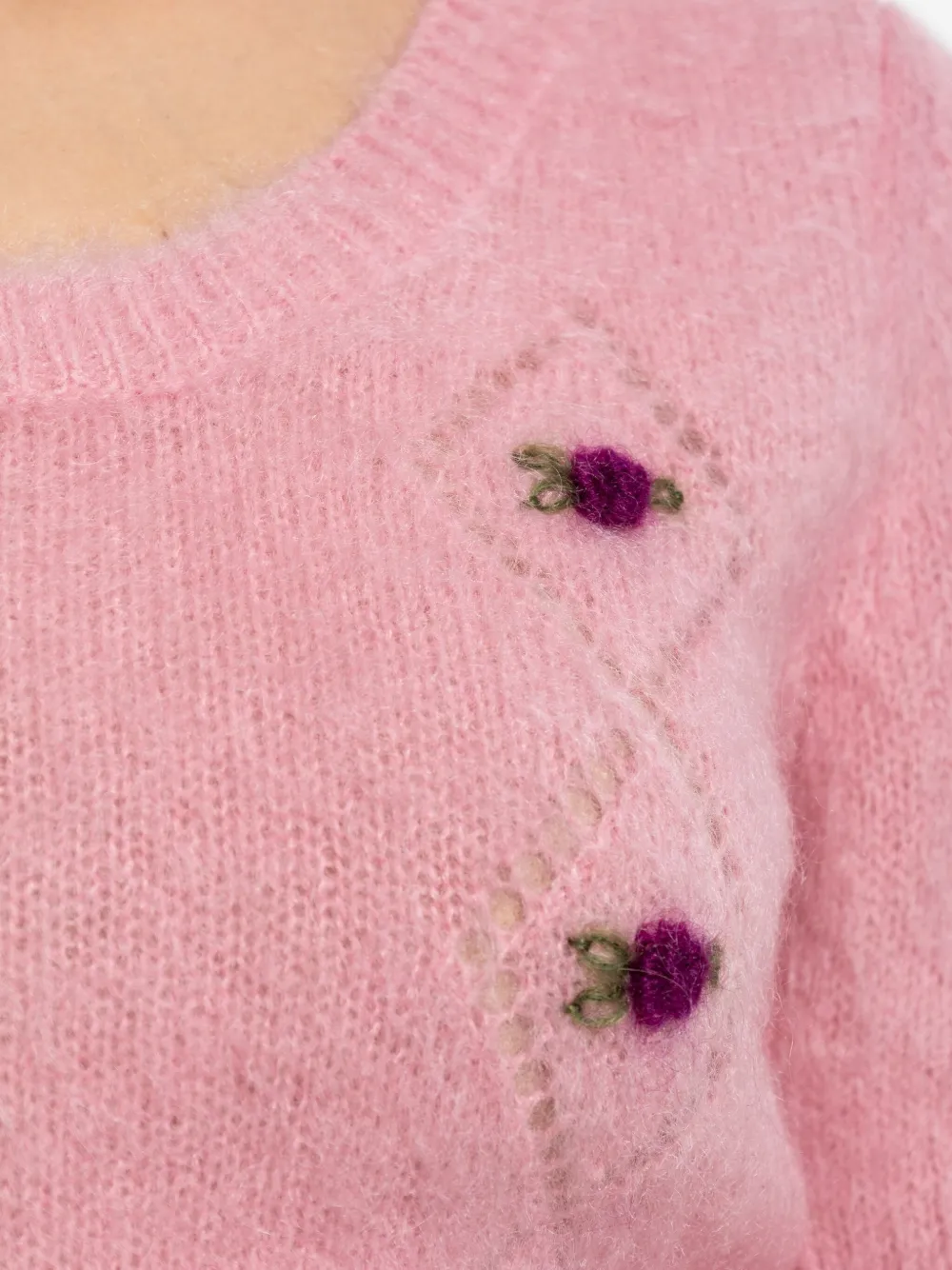 Alessandra Rich rose-embellished short-sleeved T-shirt Roze