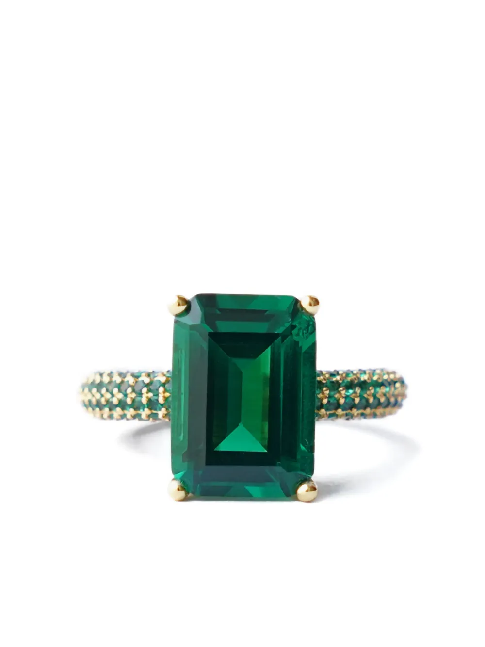 Izabel Display Mega emerald-cut pave ring | Green | Image 1