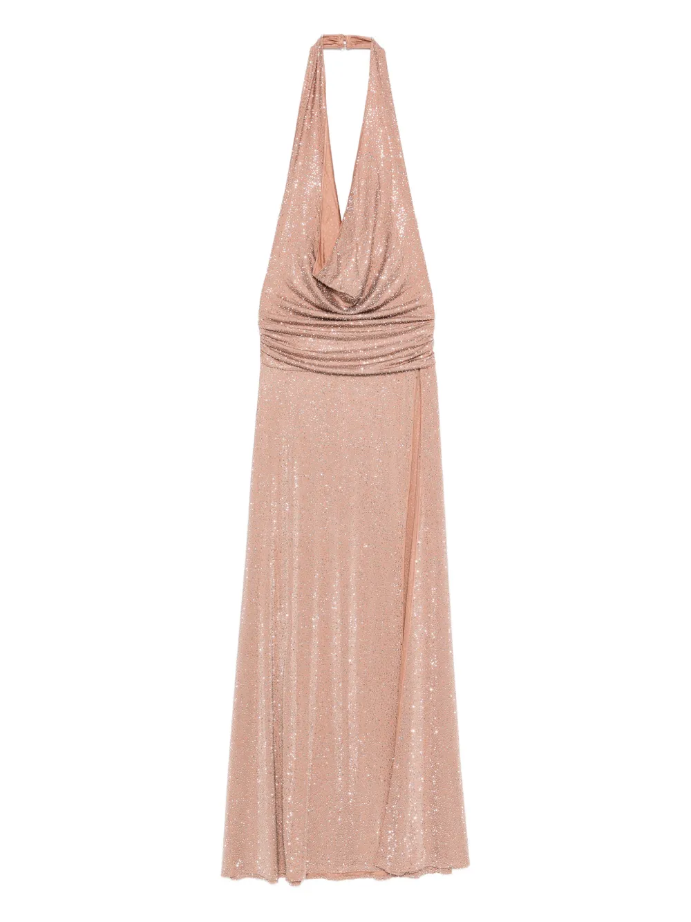 The New Arrivals Ilkyaz Ozel Tanit In Chaos Magicka halter-neck embellished maxi dress - Rosa
