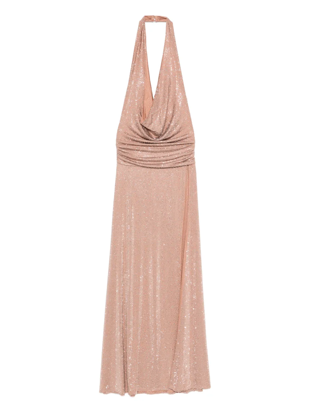 The New Arrivals Ilkyaz Ozel Tanit In Chaos Magicka halter-neck embellished maxi dress - Rosa