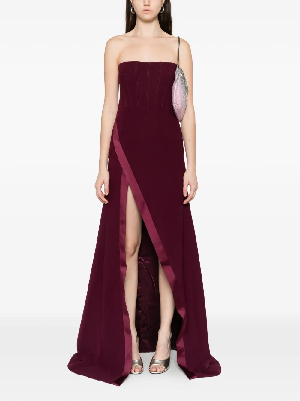 The New Arrivals Ilkyaz Ozel strapless side-slit maxi dress - Paars