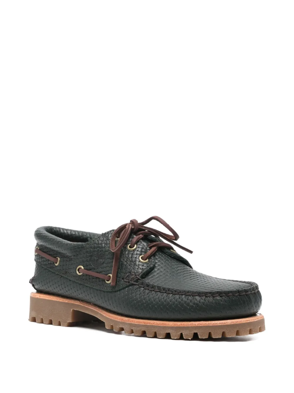 Timberland 30mm textured lace-up boat shoes - Groen