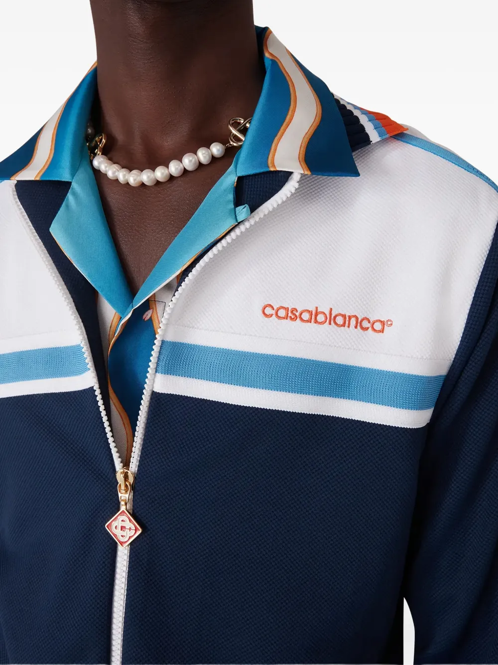 Casablanca panelled zip-up jacket Blauw