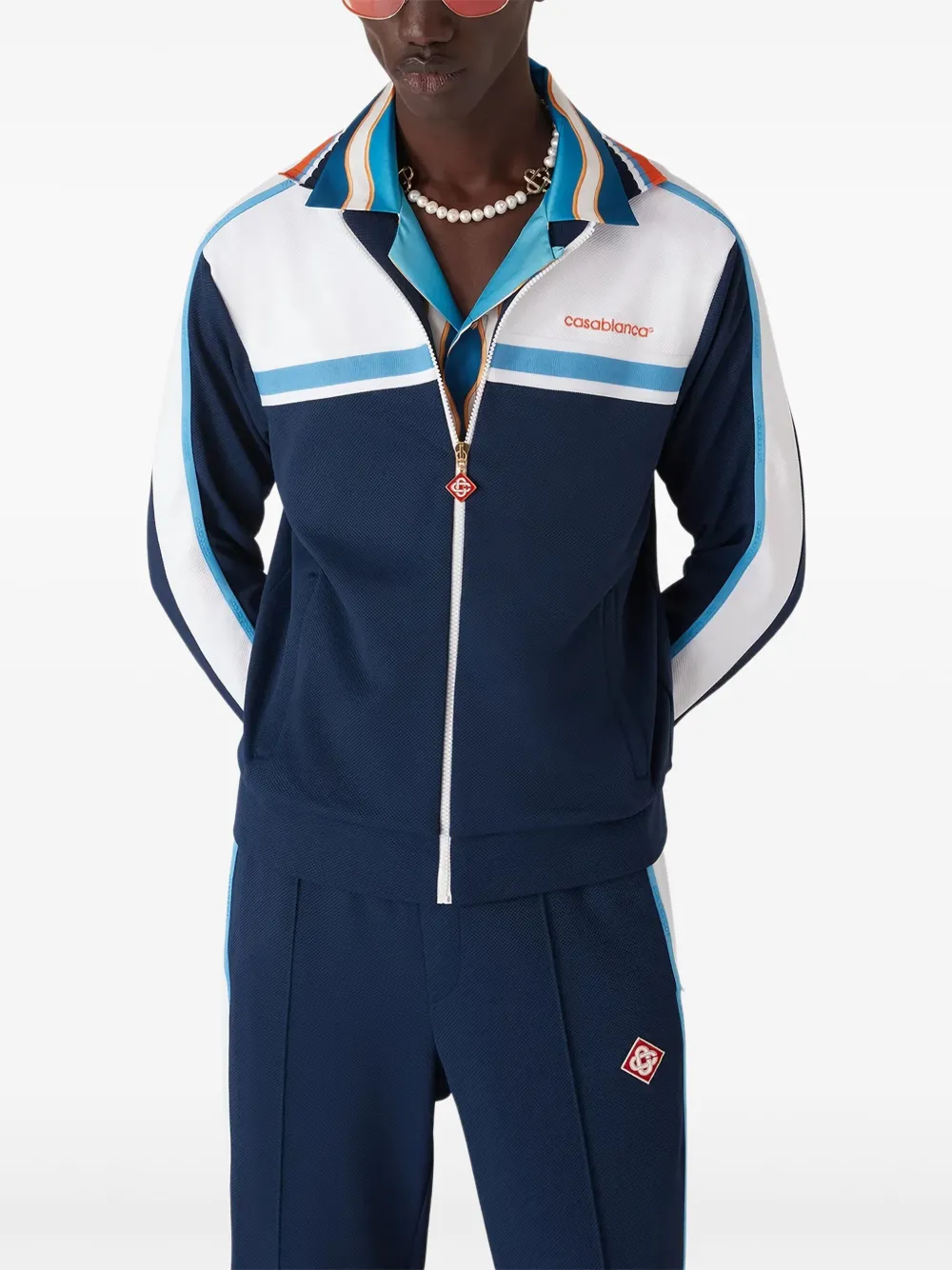 Casablanca panelled zip-up jacket Blauw