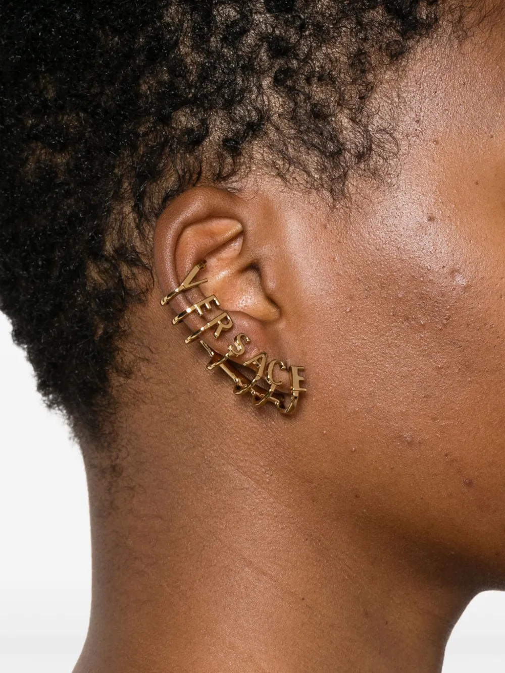Versace logo-lettering ear cuff - Goud