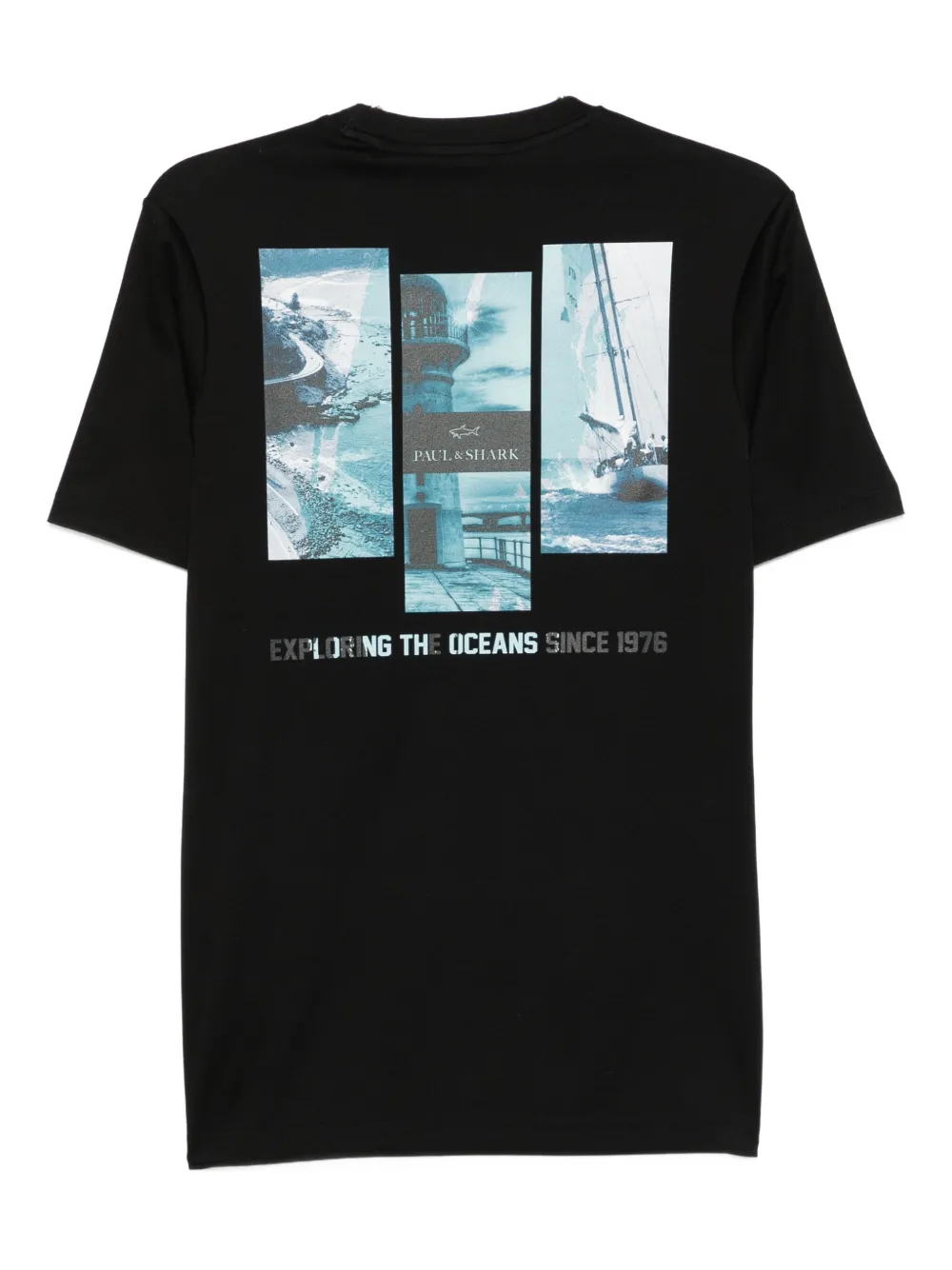 Paul & Shark Graphic Print Crew Neck Short Sleeves T-shirt In Black