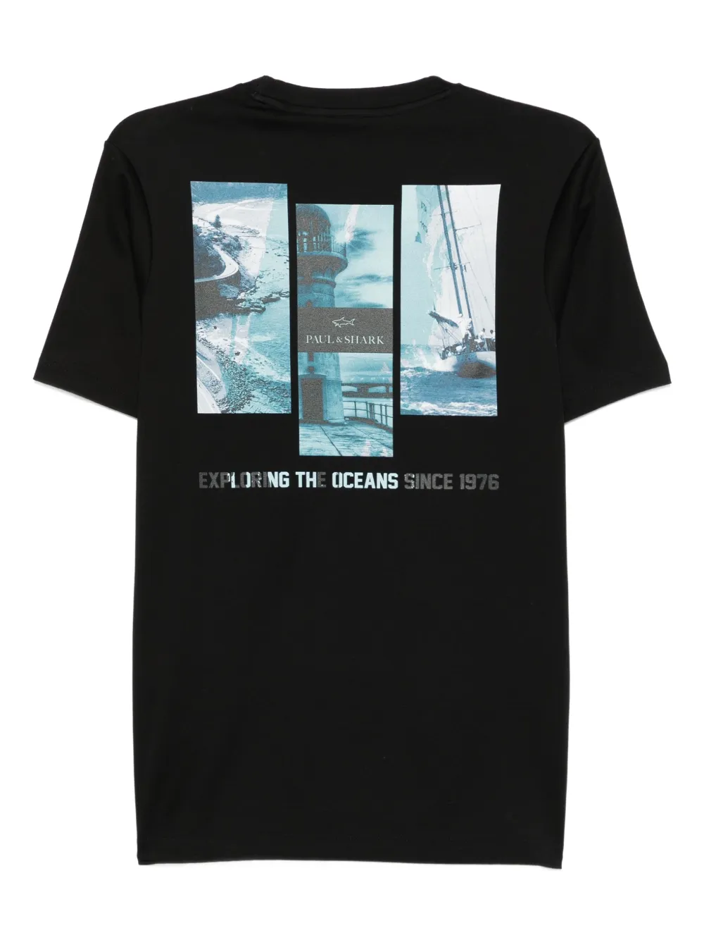 Paul & Shark logo-embroidered cotton T-shirt - Zwart