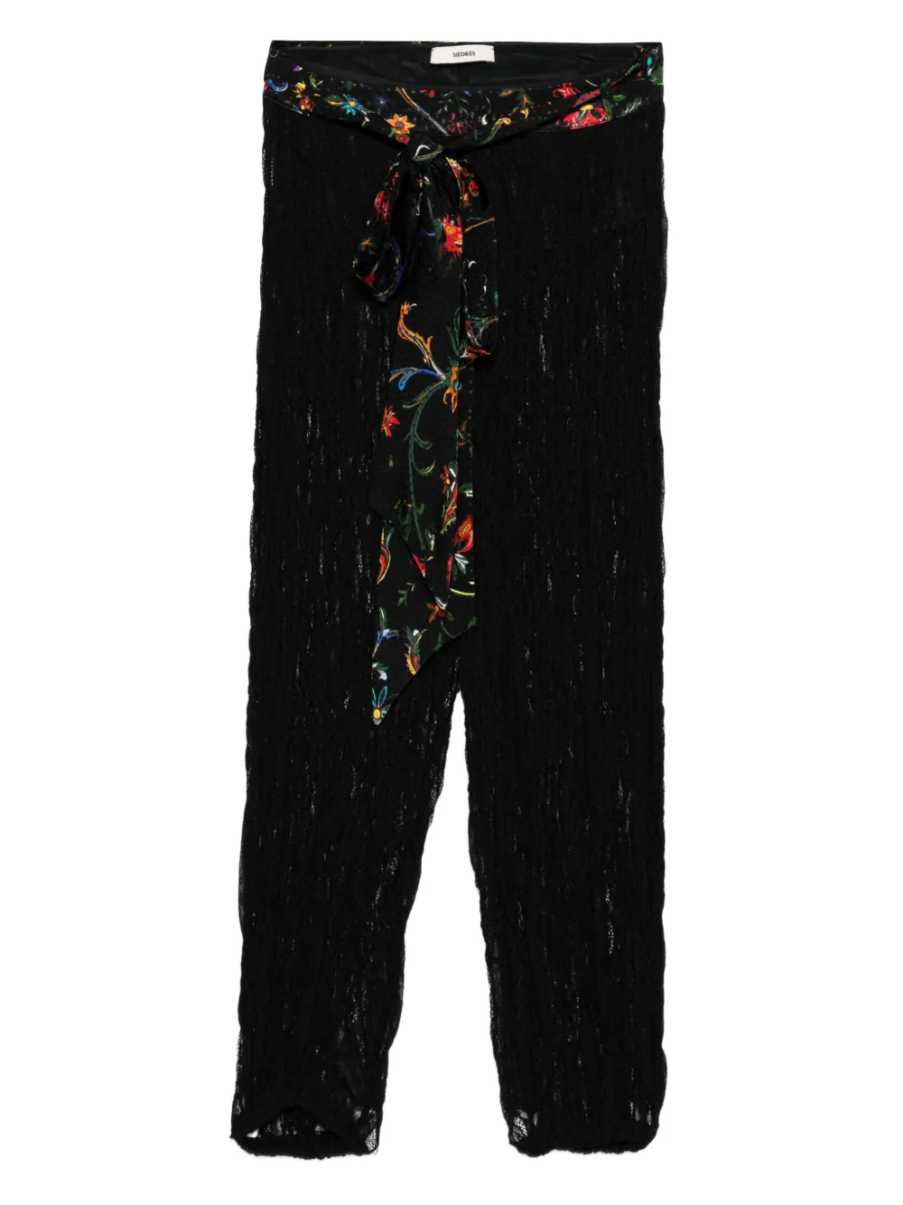 SIEDRES floral-print lace trousers Zwart