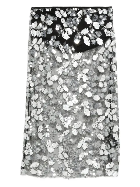 SIEDRES Wells sequin-embellished mesh midi skirt