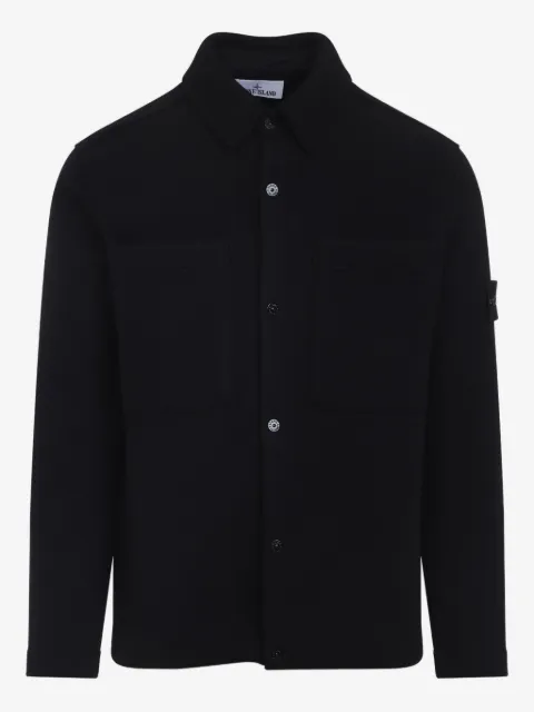 Stone Island patch-pocket wool shirt