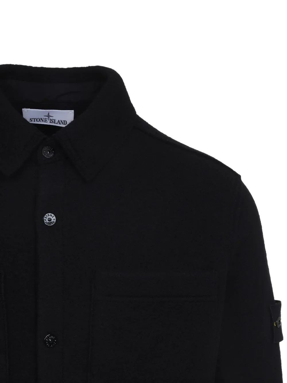Stone Island Wollen overhemd met opgestikte zak Zwart