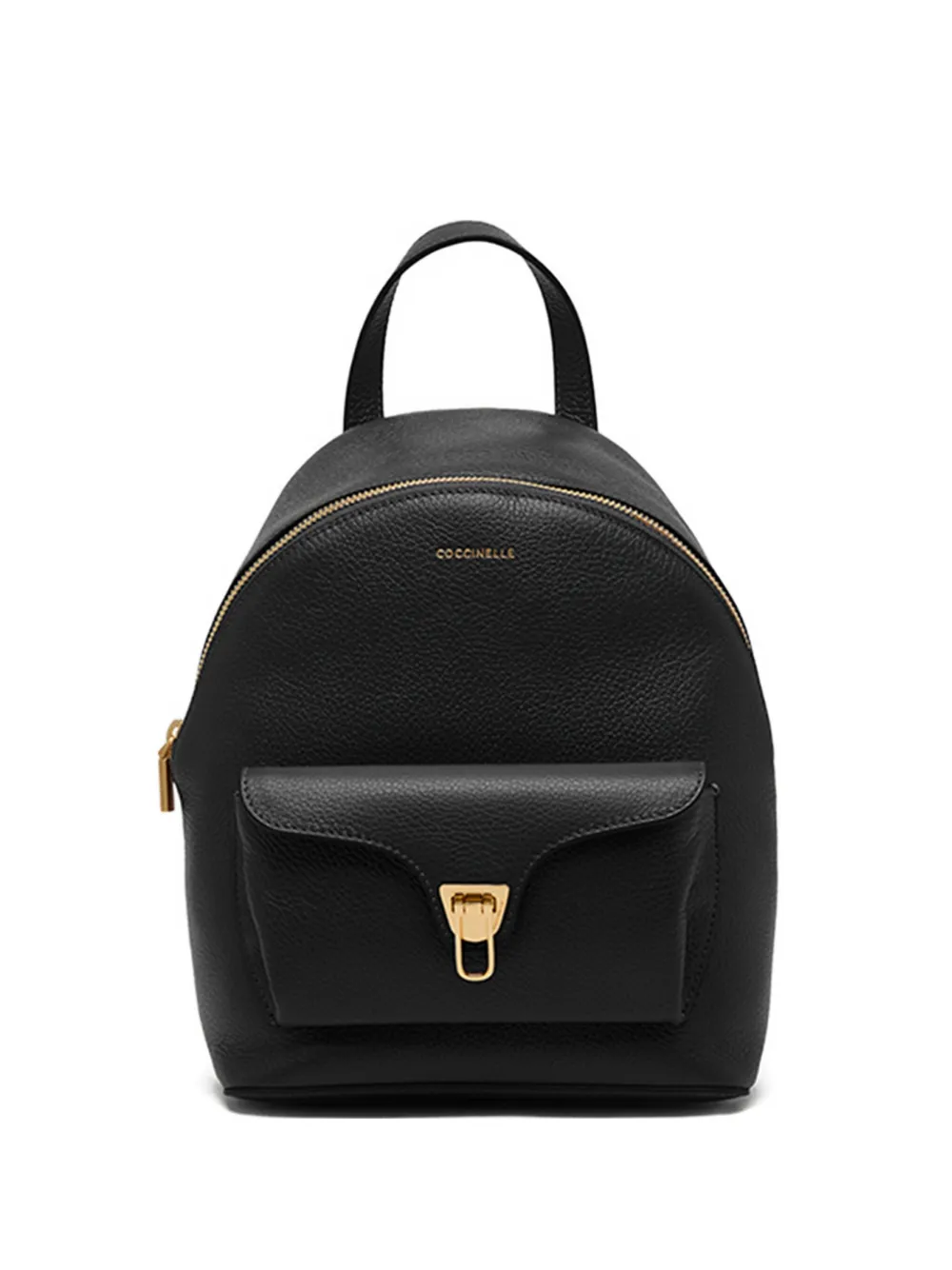 Coccinelle Minimalist Zip-closure Backpack With External Pocket In Black