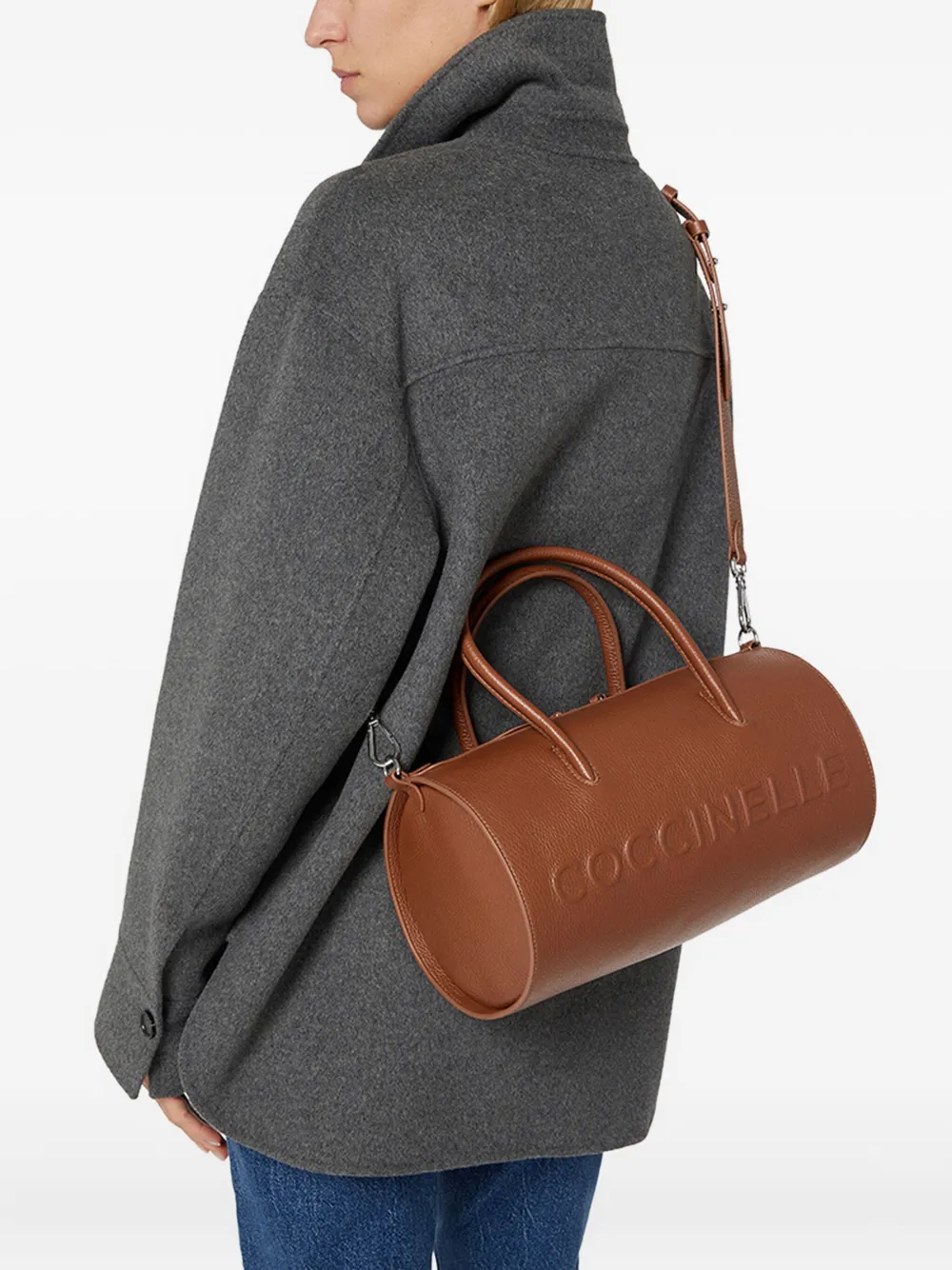Coccinelle Myrtha grote crossbodytas met logo Bruin