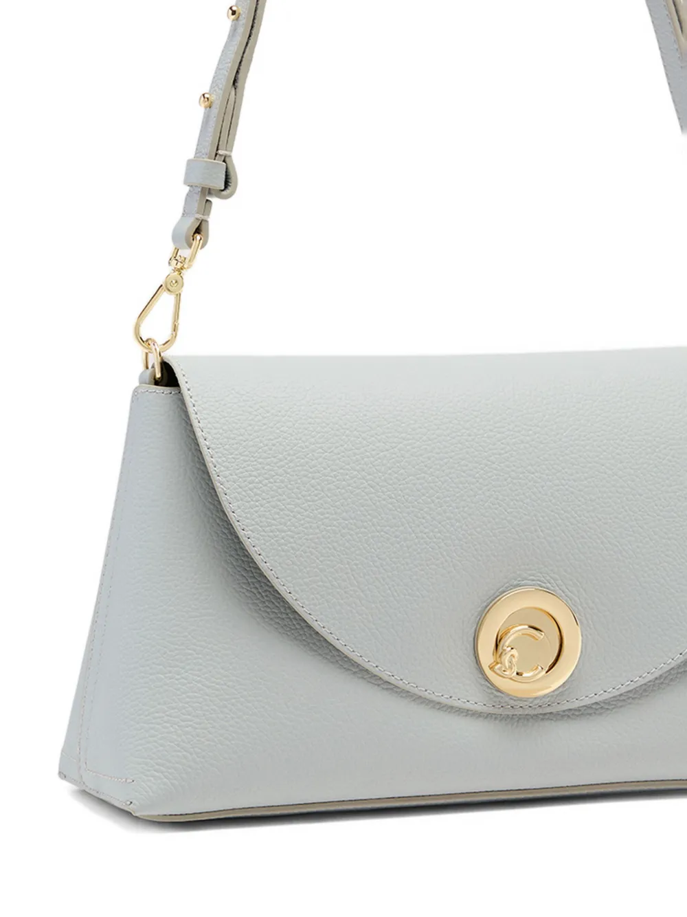 Coccinelle Nikla medium leren schoudertas met rond detail Grijs
