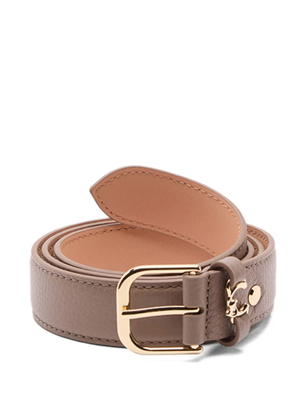 Coccinelle Metal Loop Leather Buckle Belt In Brown