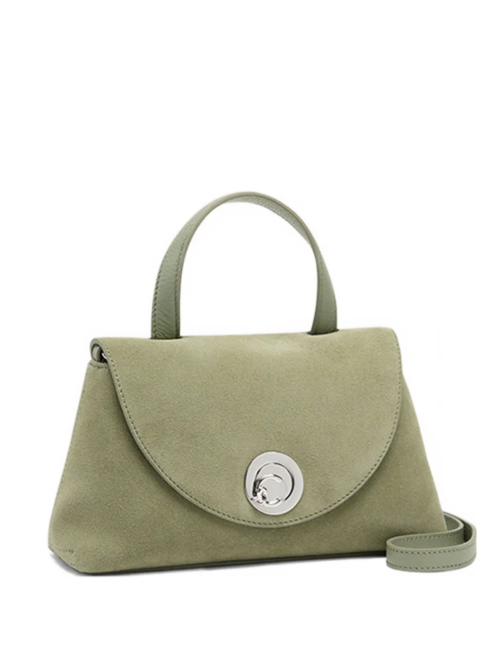 Coccinelle Nikla kleine suède shopper met rond slot Groen