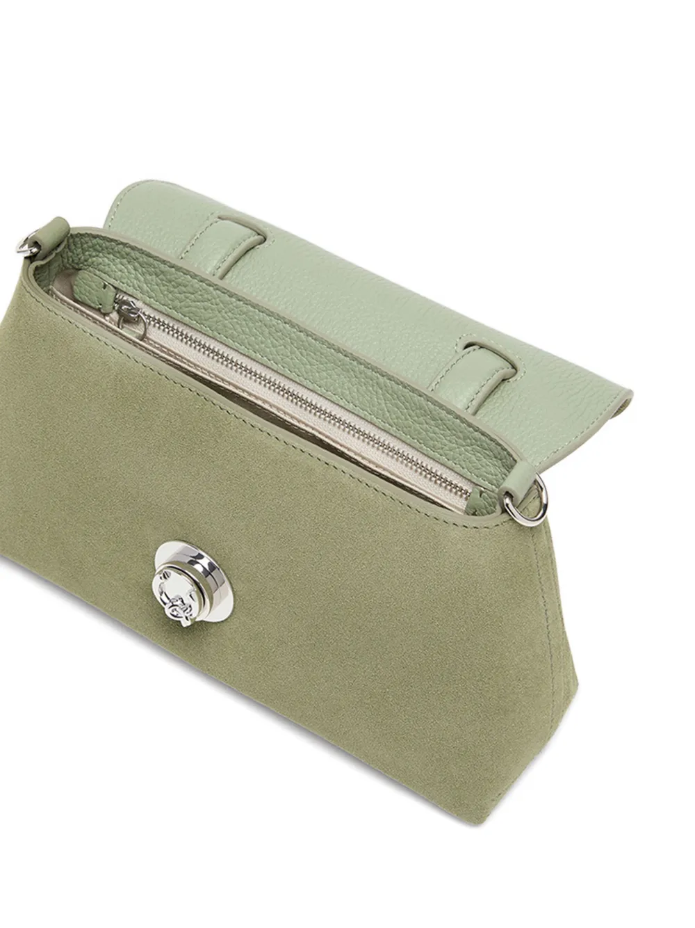 Coccinelle Nikla kleine suède shopper met rond slot Groen