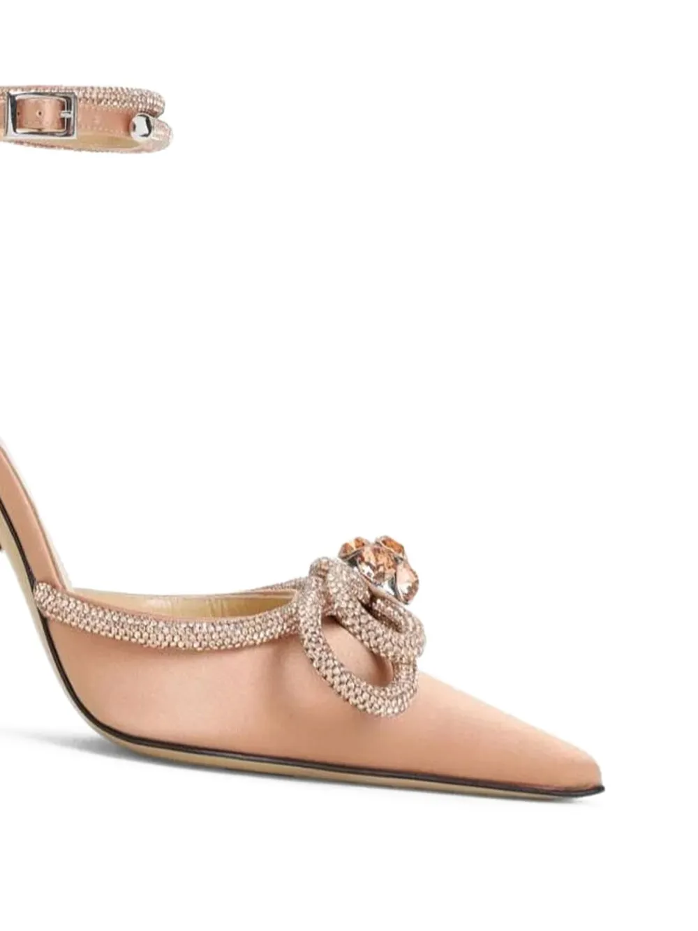 MACH & MACH crystal-embellished satin pumps Neutrals