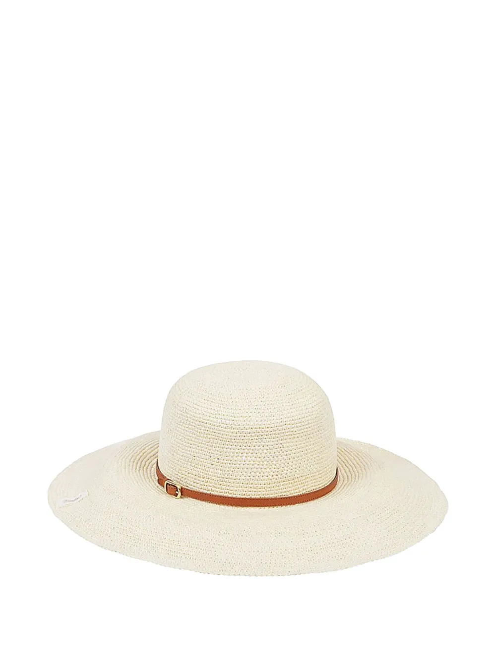 Borsalino leather-trimmed straw hat Beige