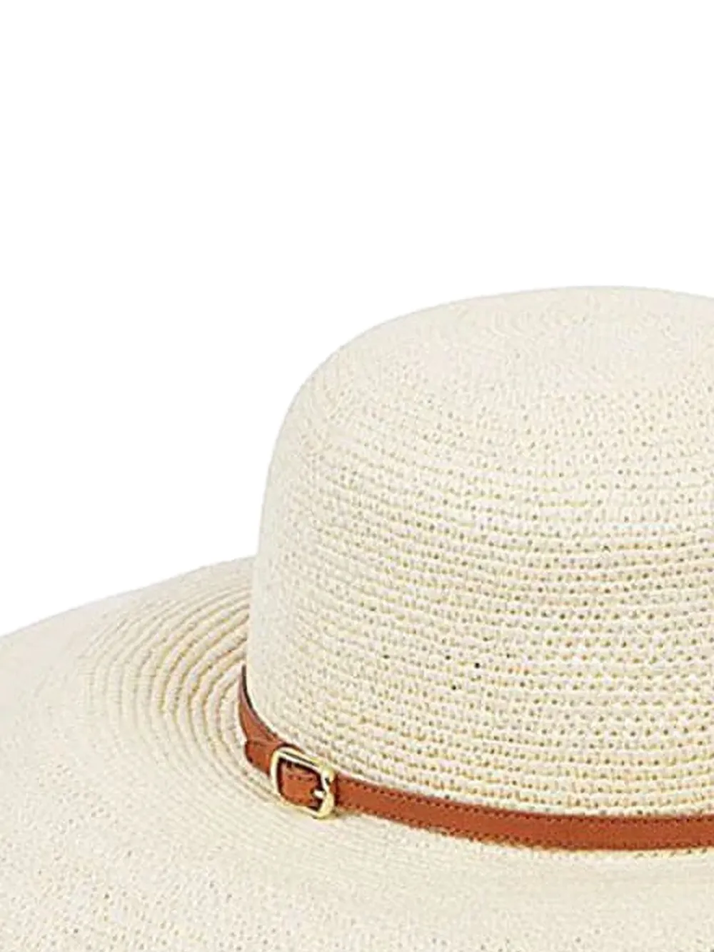 Borsalino leather-trimmed straw hat Beige