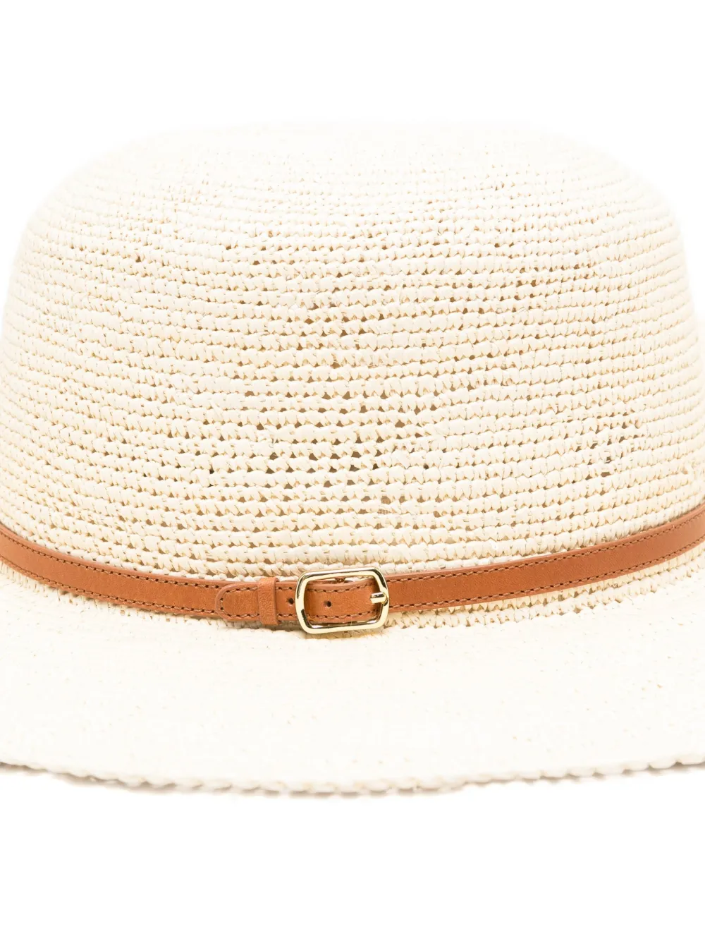 Borsalino Strohoed met leren afwerking - Beige