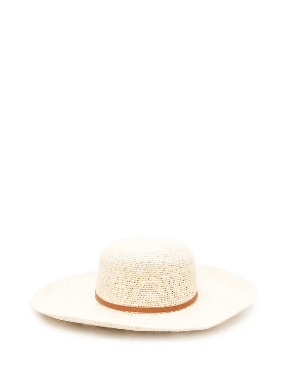 Borsalino Strohoed met leren afwerking Beige