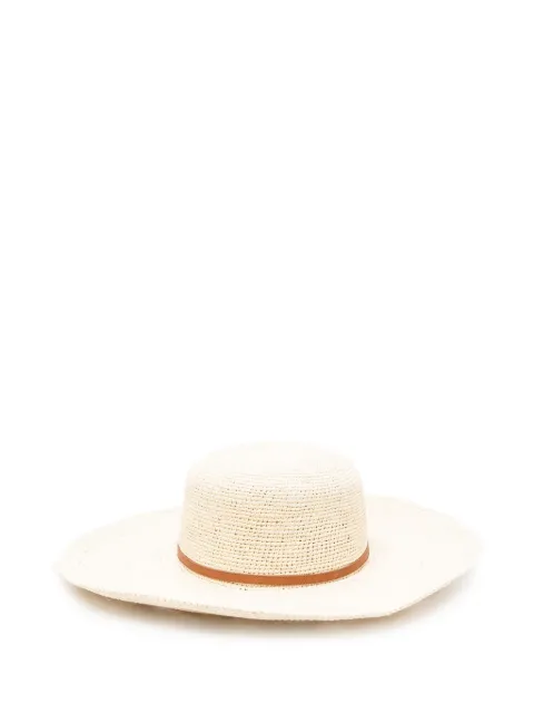 Borsalino leather-trimmed straw hat
