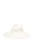 Borsalino perforated wide-brim hat - White