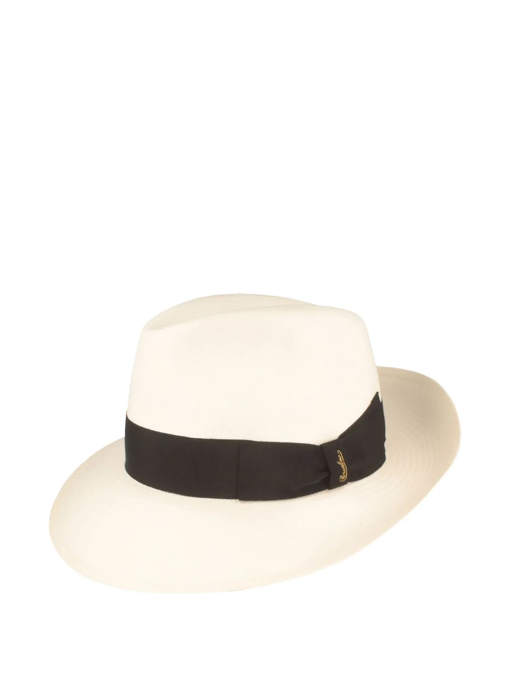 Borsalino Panama Hat Black Ribbon In White