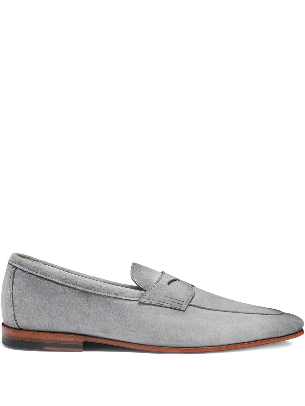 Santoni Carlos suede leather penny loafers Blue