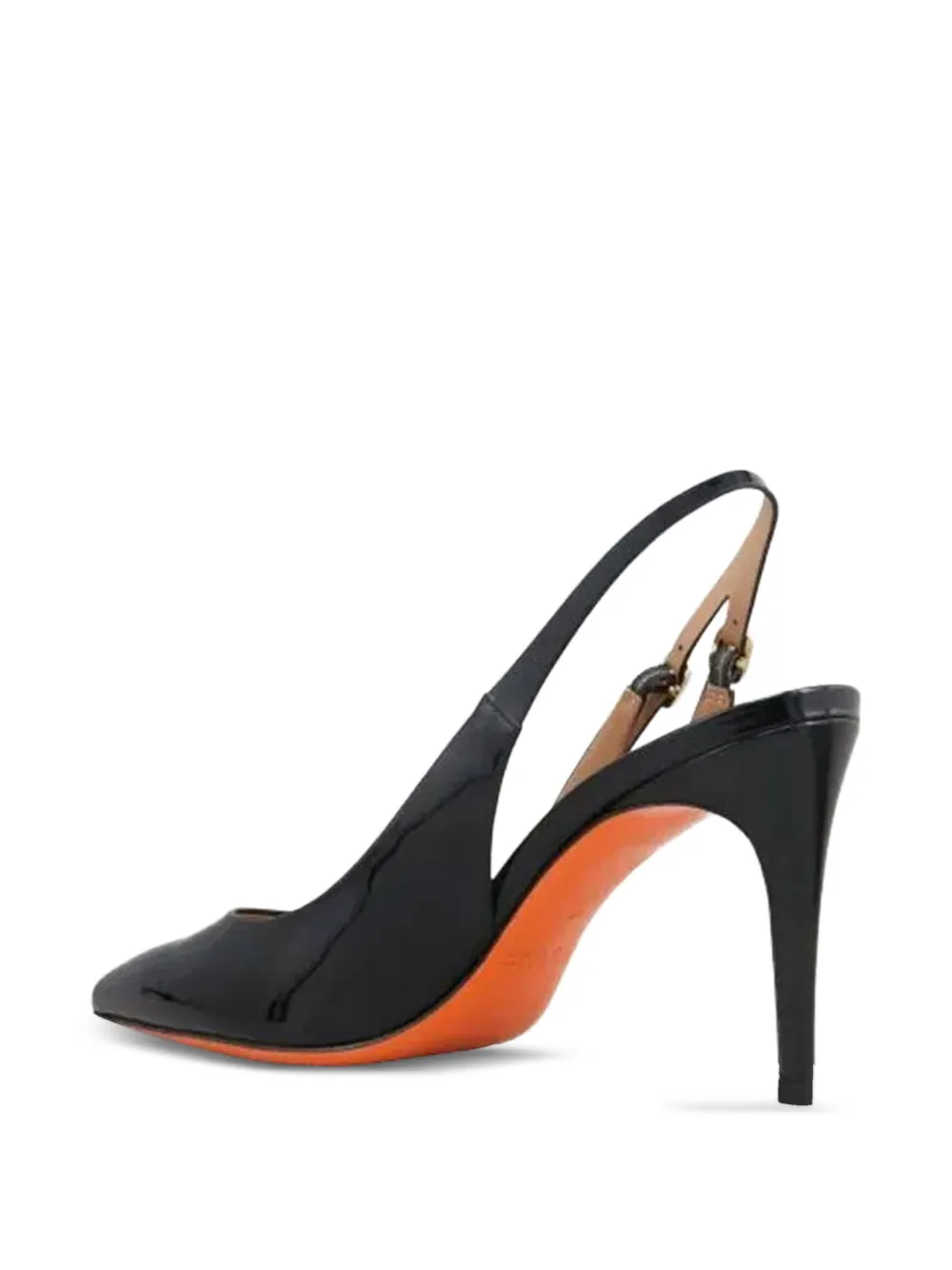Santoni slingback leather heeled pumps Black