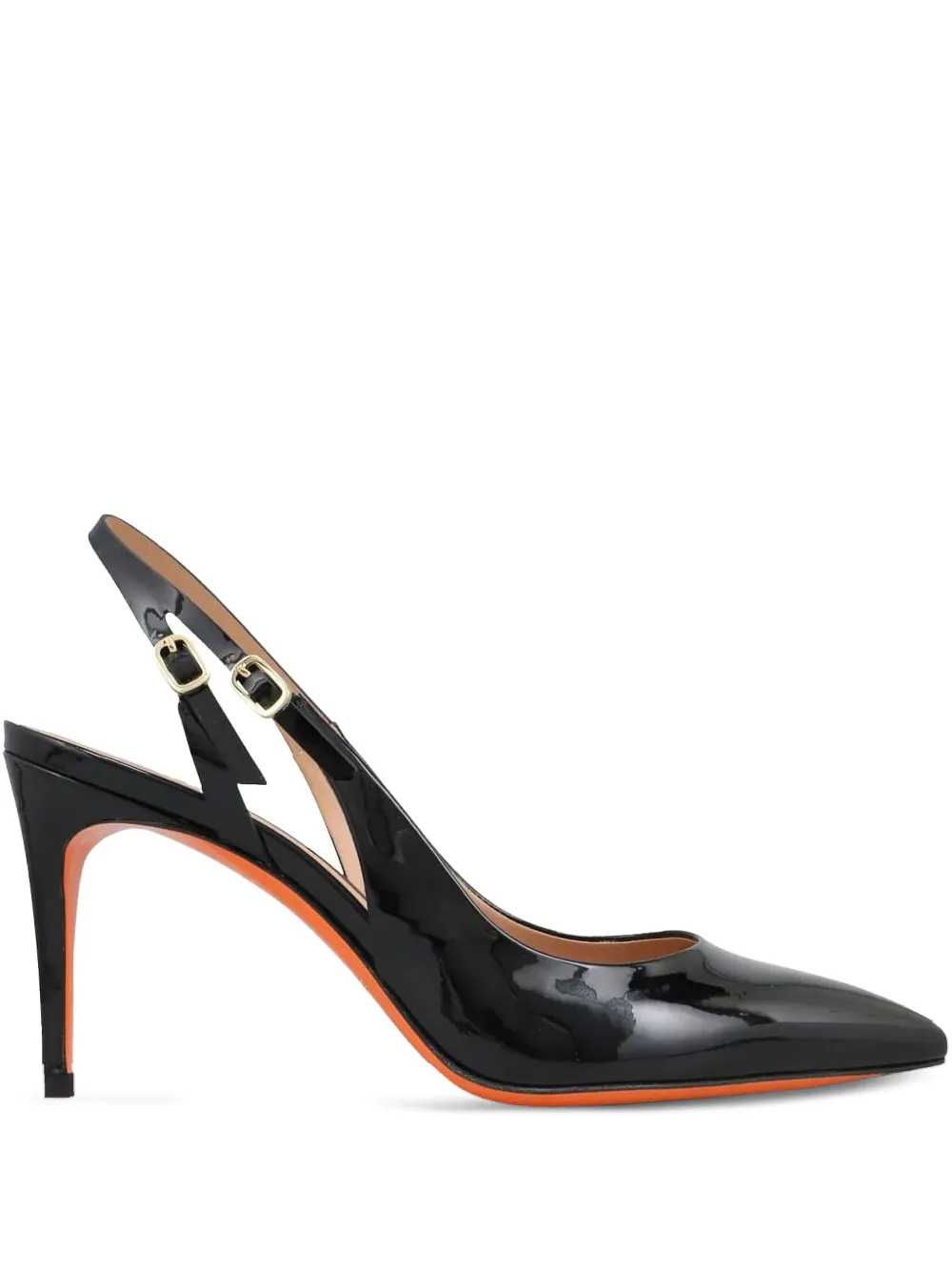 Santoni slingback leather heeled pumps Black