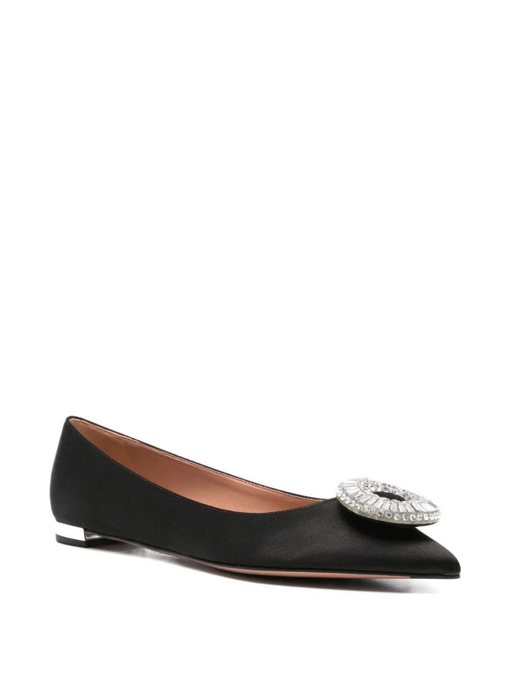 Aquazzura Crystal Hoop embellished flat pumps Black