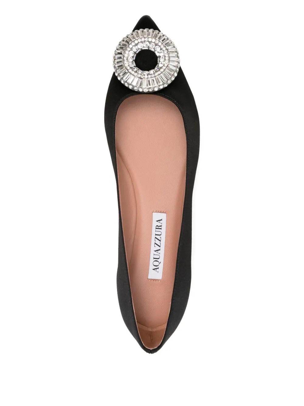 Aquazzura Crystal Hoop embellished flat pumps Black