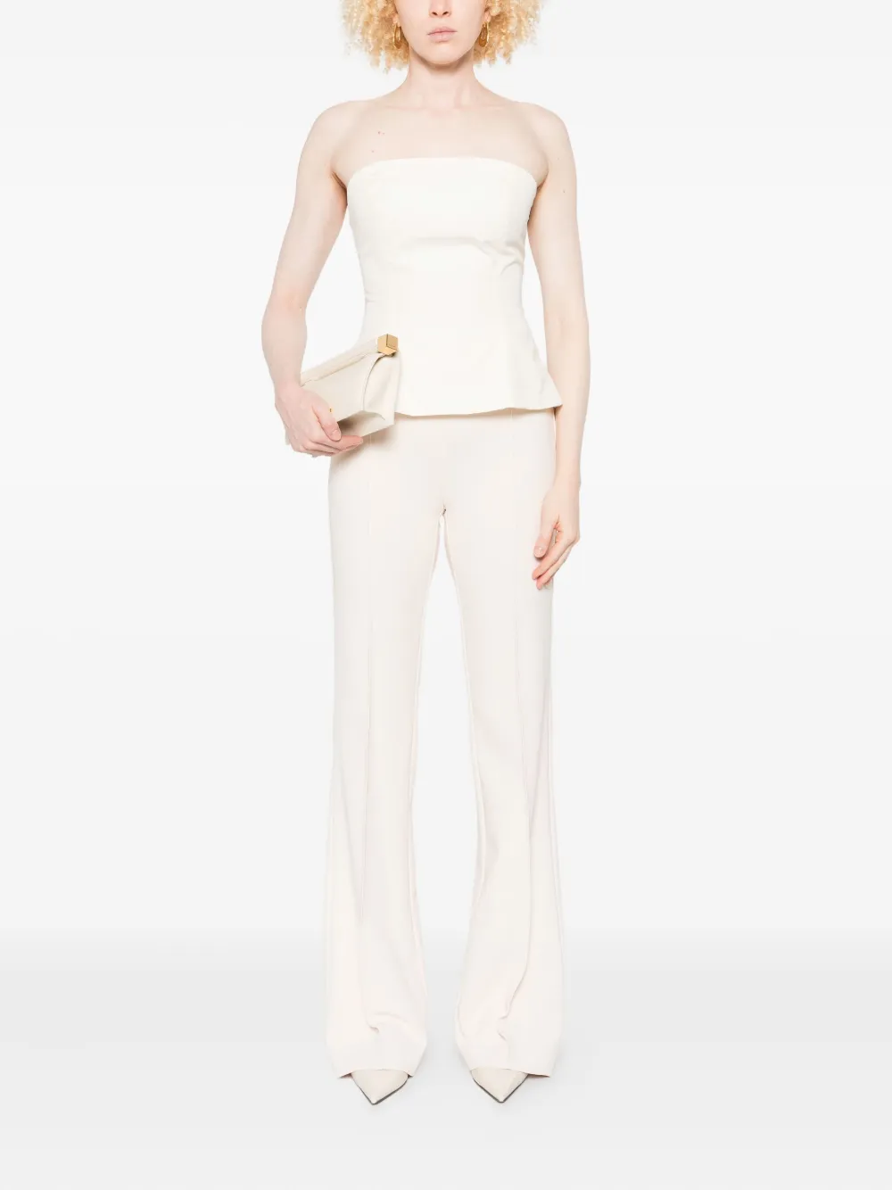 Elisabetta Franchi button-detailed flared trousers - Beige