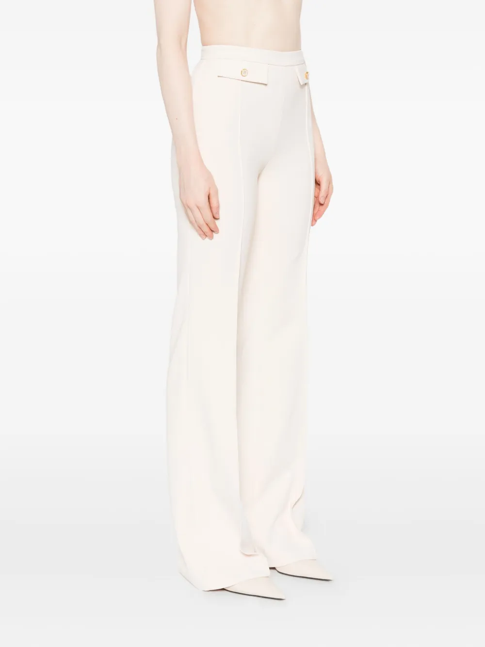 Elisabetta Franchi Flared broek met knoopdetail Beige