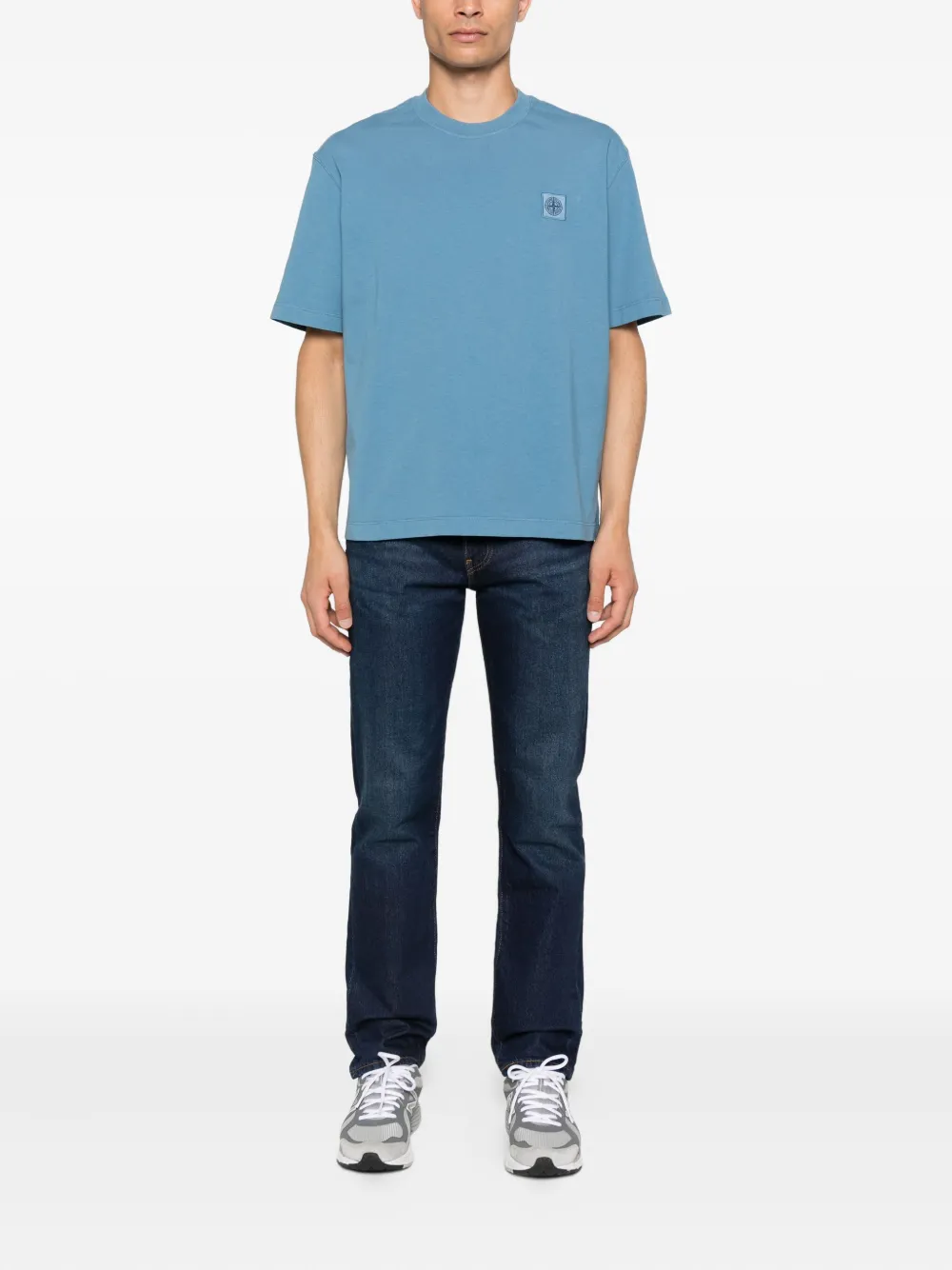 Stone Island T-shirt met logopatch Blauw