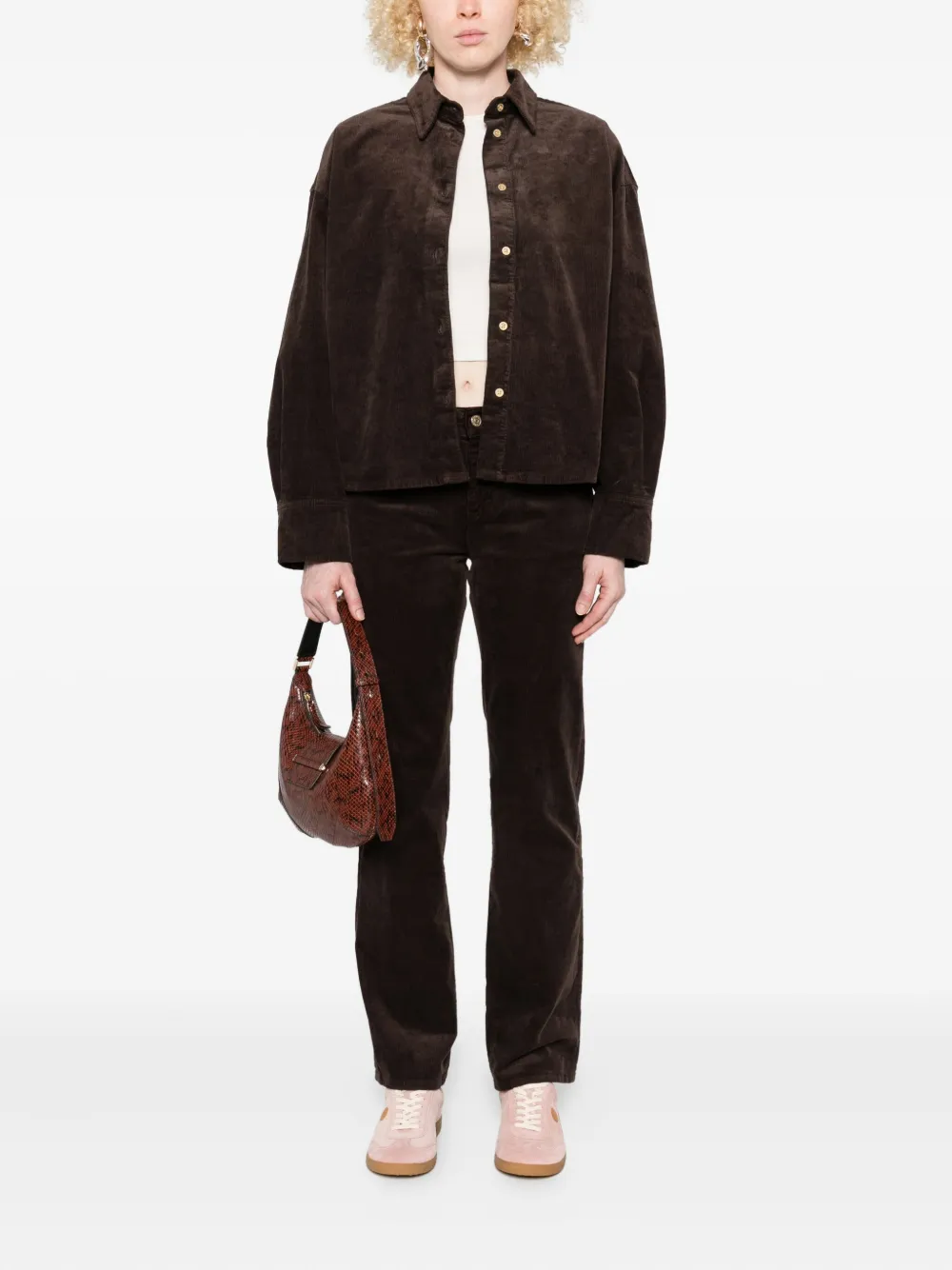 7 For All Mankind Corduroy Trousers In Burgundy