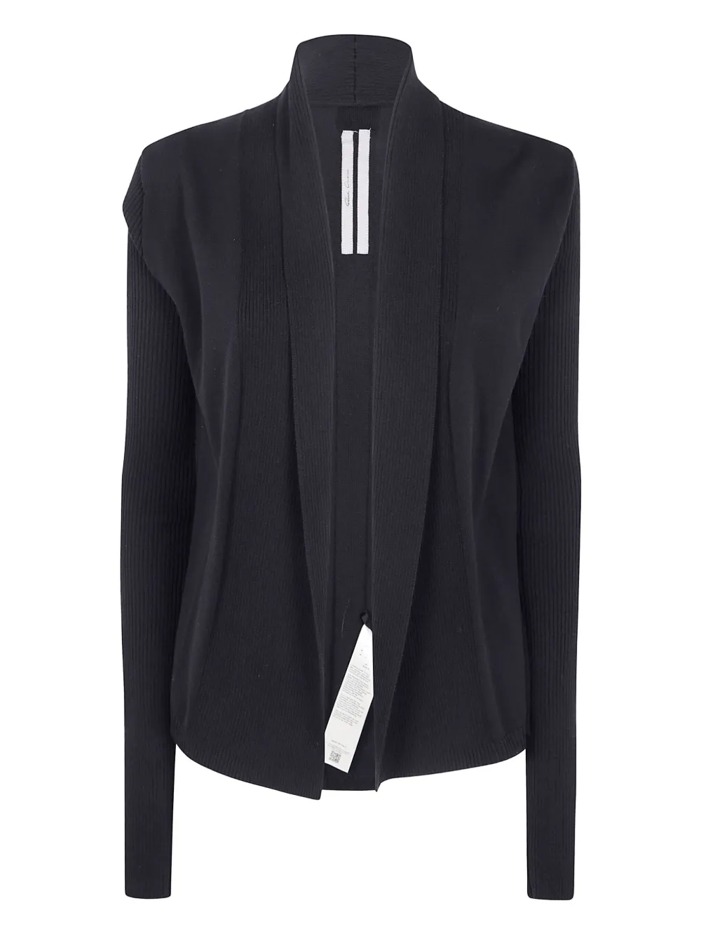 ribbed open-front cardigan