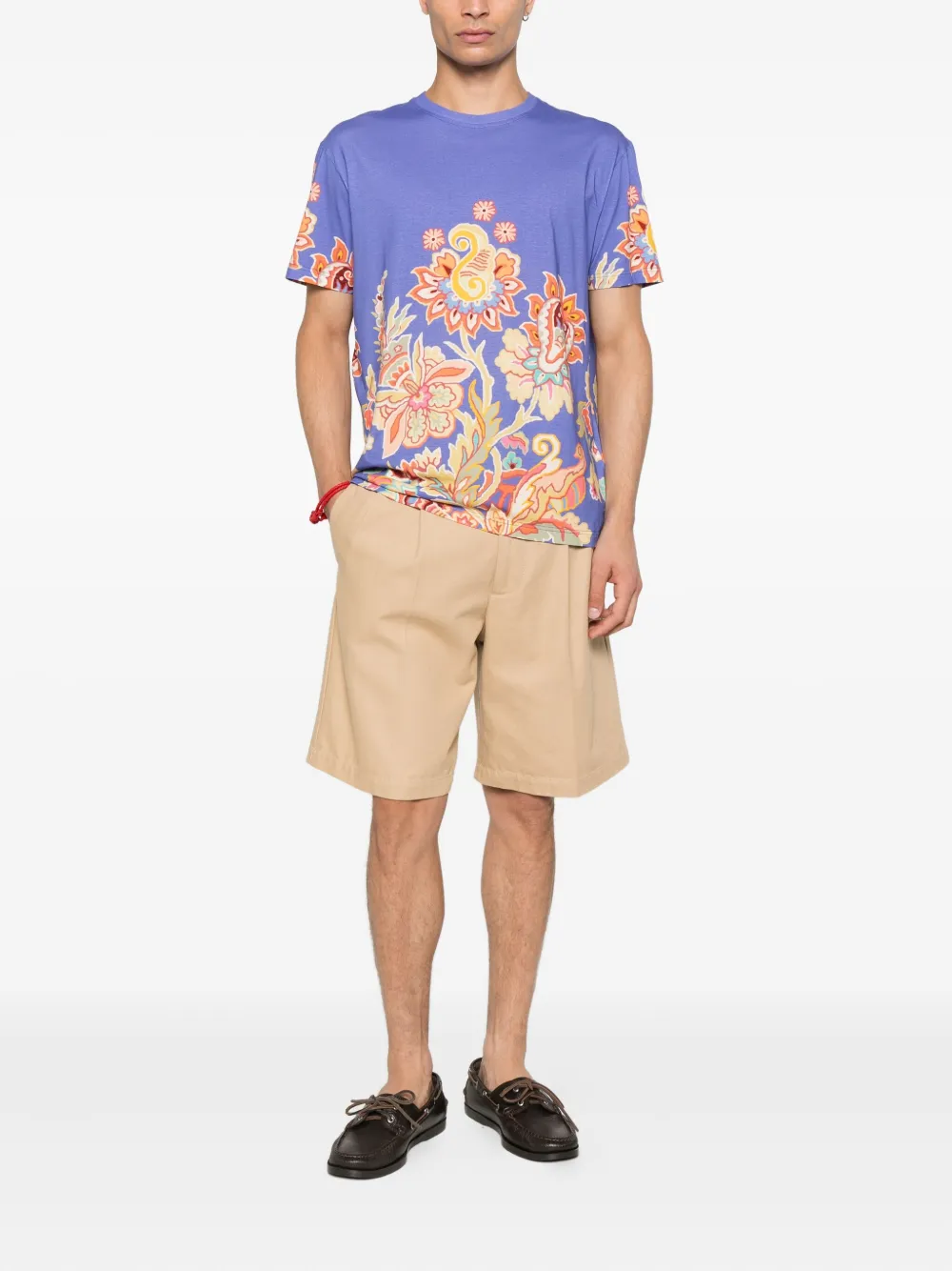 ETRO T-shirt met bloemenprint en paisley - Blauw