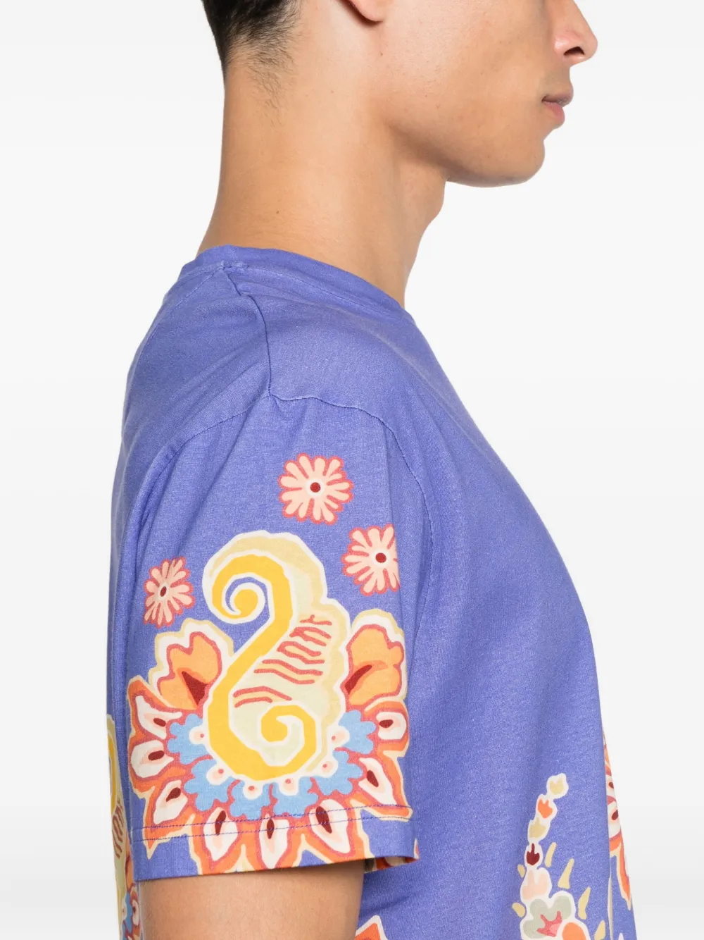 ETRO T-shirt met bloemenprint en paisley Blauw