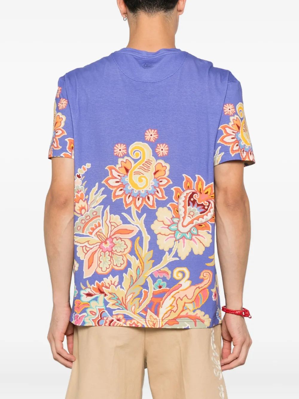 ETRO T-shirt met bloemenprint en paisley Blauw