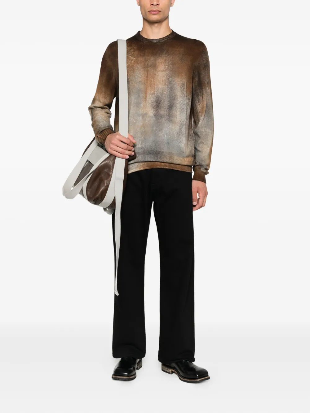 Avant Toi Sweater met abstracte print Bruin