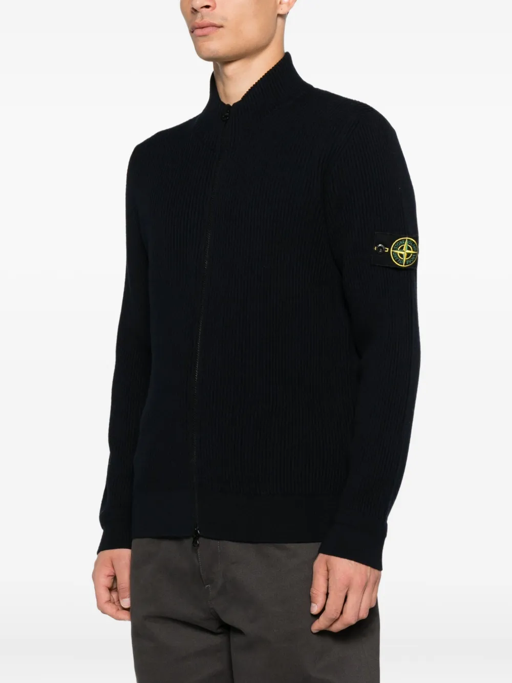 Stone Island 5100006 geribbeld vest met rits Blauw